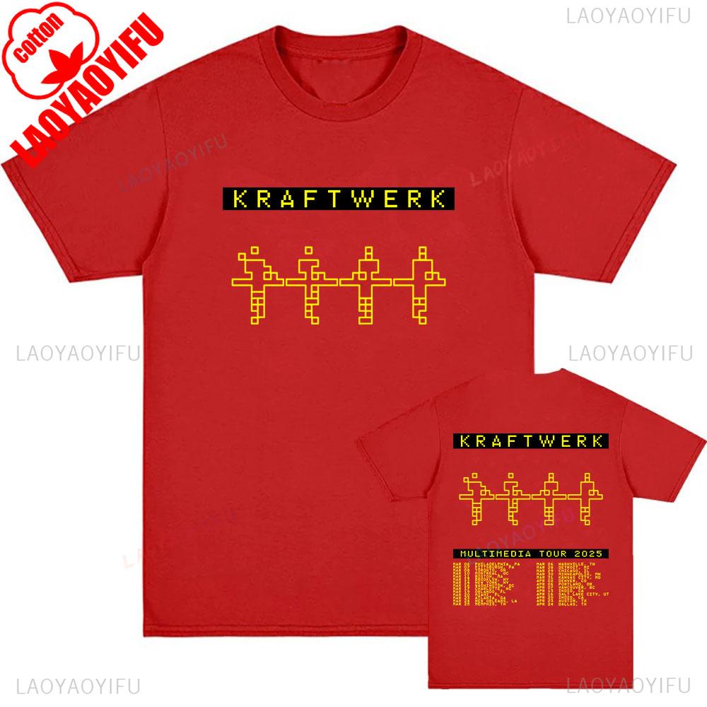Electronic Band KRAFTWERK Tshirts Cotton Short Sleeve Male T-shirt Summer Round Neck Hip Hop Tops Streetwear Unisex Cotton Shirt
