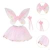 3 Pieces Fairy Wings Tutu Skirt and Stick Set for Girls Holidays Princess Cosplay