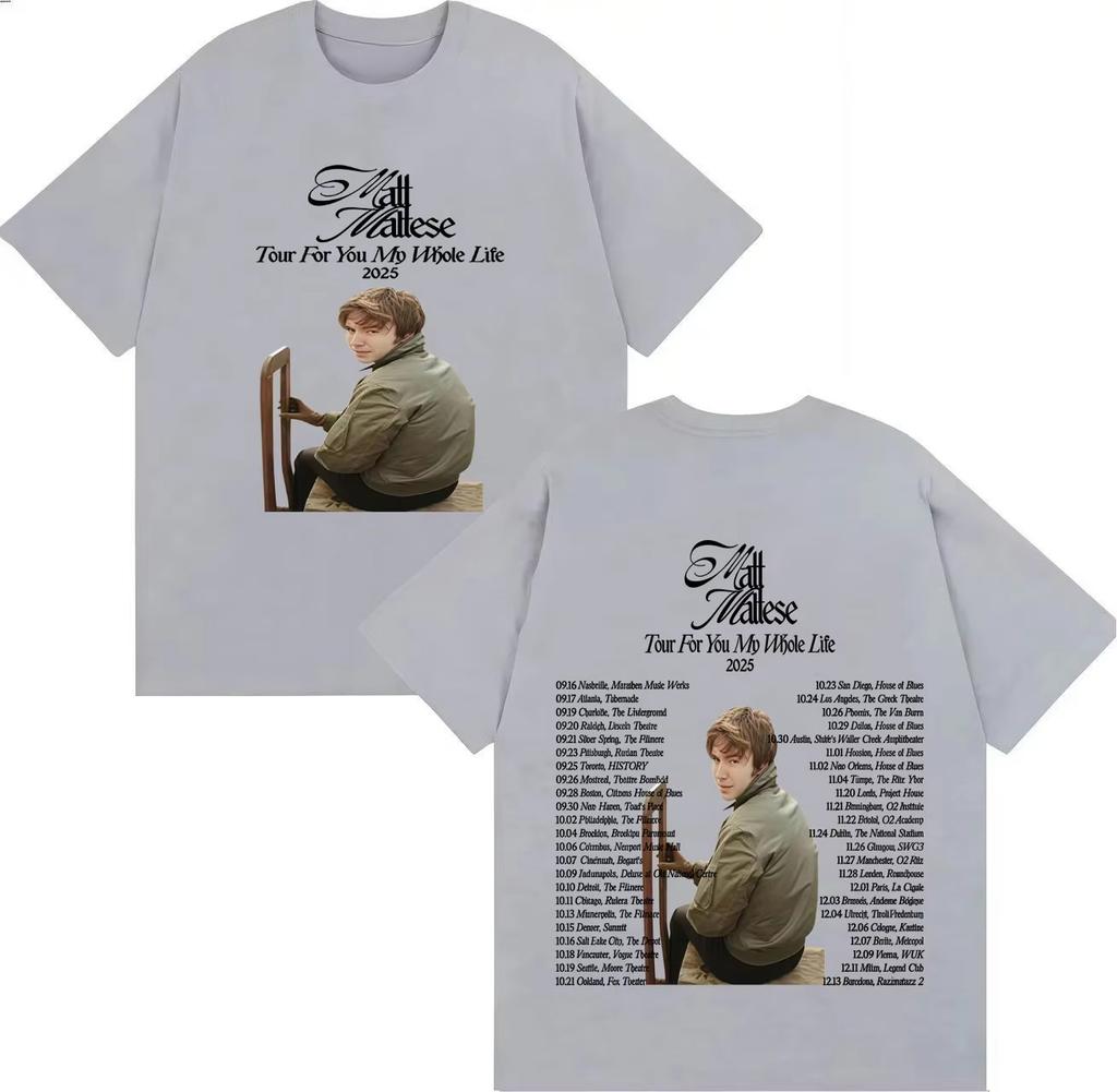 Bestselling Singer Matt Maltese Tour for You My Whole Life Hiphop Y2K 2026 Spring summer Print Pure Cotton Casual Tshirt