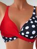 2025 New Cross-Backless Color Block Polka Dot Bikini Set for Women