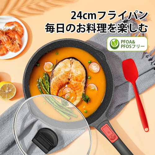 RANXINGST 24cm Frying Pan with Lid, Induction Compatible, Non-Stick, 1-3 Person, Deep Stir-Fry Pan with Removable Handle and Spout, PFOA & PFOS Free,