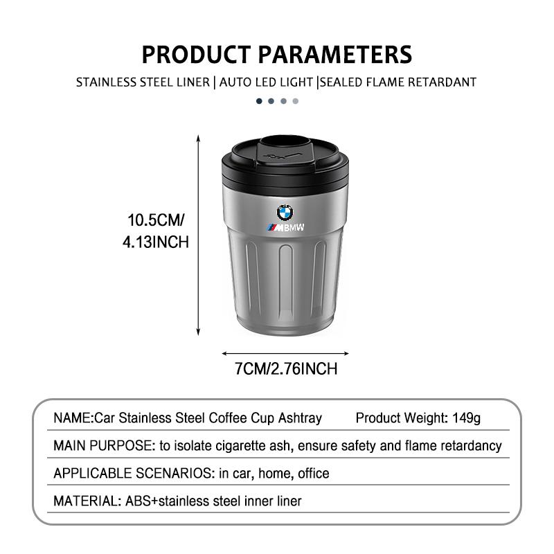Universal Portable Car Stainless Steel Ashtray Cup Holder For BMW M3 M5 X3 E93 F10 F20 F30 F40 F15 F25 F26 F31 F49 F86 VM4