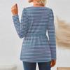 Women's Casual Fashion Long Sleeve Shirt Striped Tunic Top