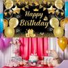 Celebrate Happy Birthday Photography Backdrop Black Gold Poster Photo Props  School Studio