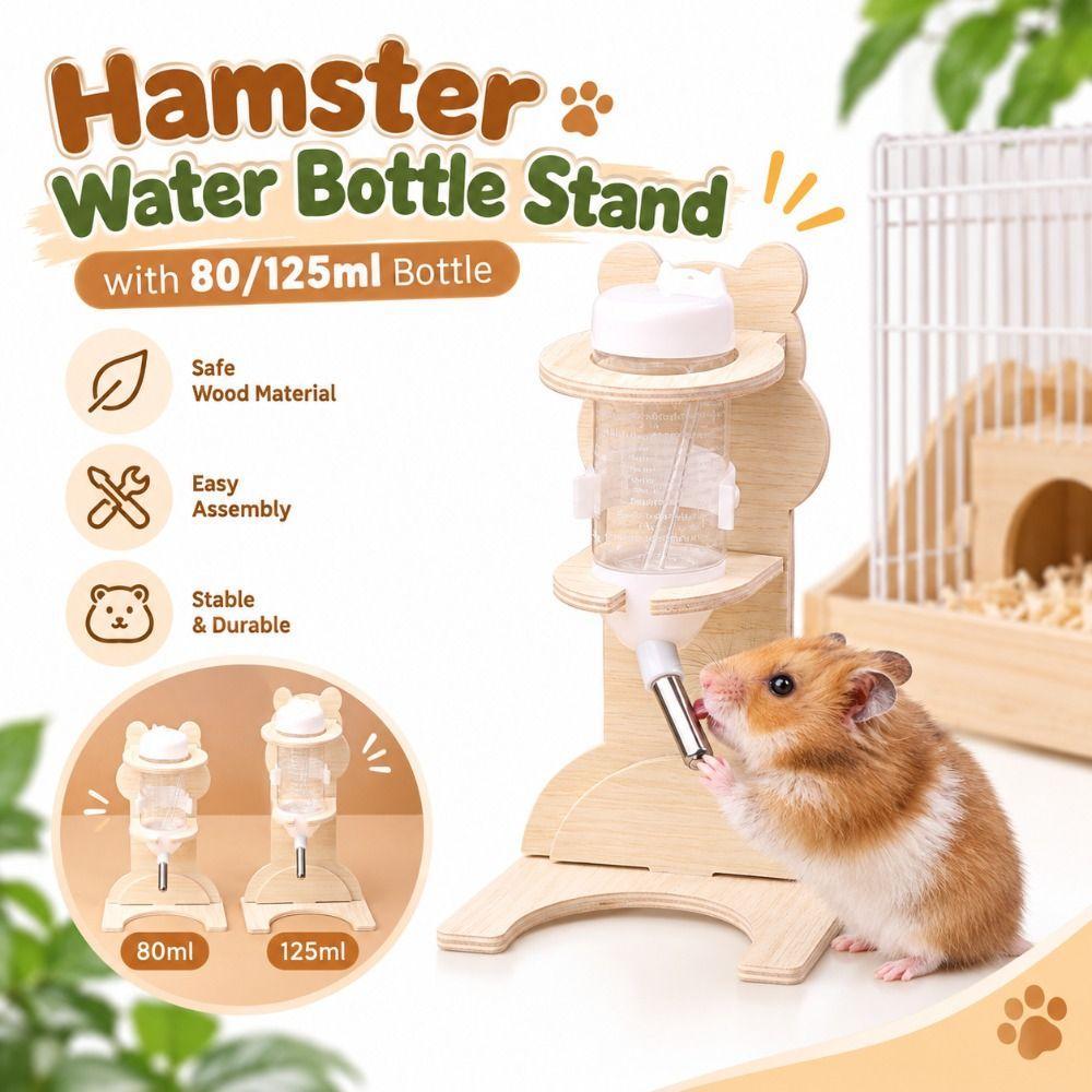 Wood Hamster Water Bottle Stand Animal Shape Hamster Water Bottle For Hamsters