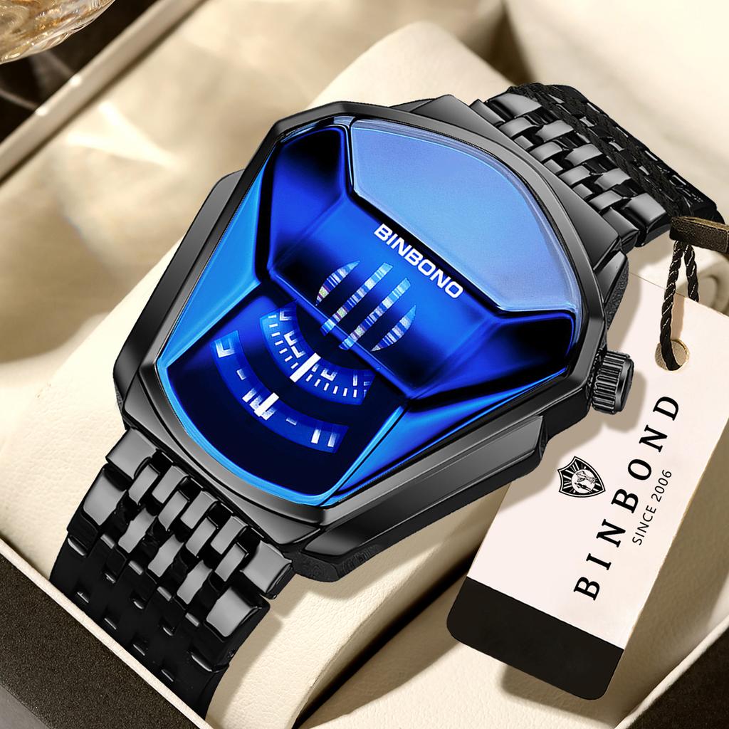 BINBOND Iron Man Face Orginal Brand Quartz Watches For Man Luxury Waterproof Men's Watch Sturdy Reloj Free Ship