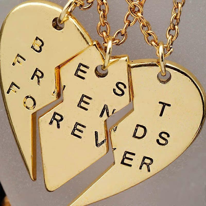 3pcs Personalized Best Friends Forever Necklace Stainless Steel Engraved Puzzle Heart Friendship Pendant Necklaces Gift