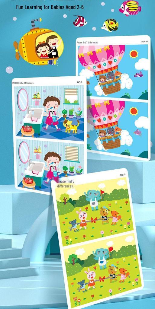 Карточки-лабиринты «Найди отличия» для возраста 3-6 лет: Развивающая игра для детей
