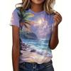 Round Neck Women's T-shirt Fashion 3D Hawaiian Parrot Bird Print Short Sleeve T-shirt Cartoon Casual Top