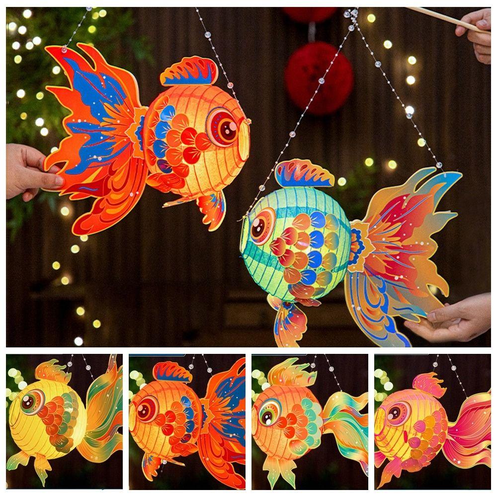 Handmade Handheld Fish Lantern Fish-Shaped Chinese Glowing Handheld Lantern Hanfu Accessories
