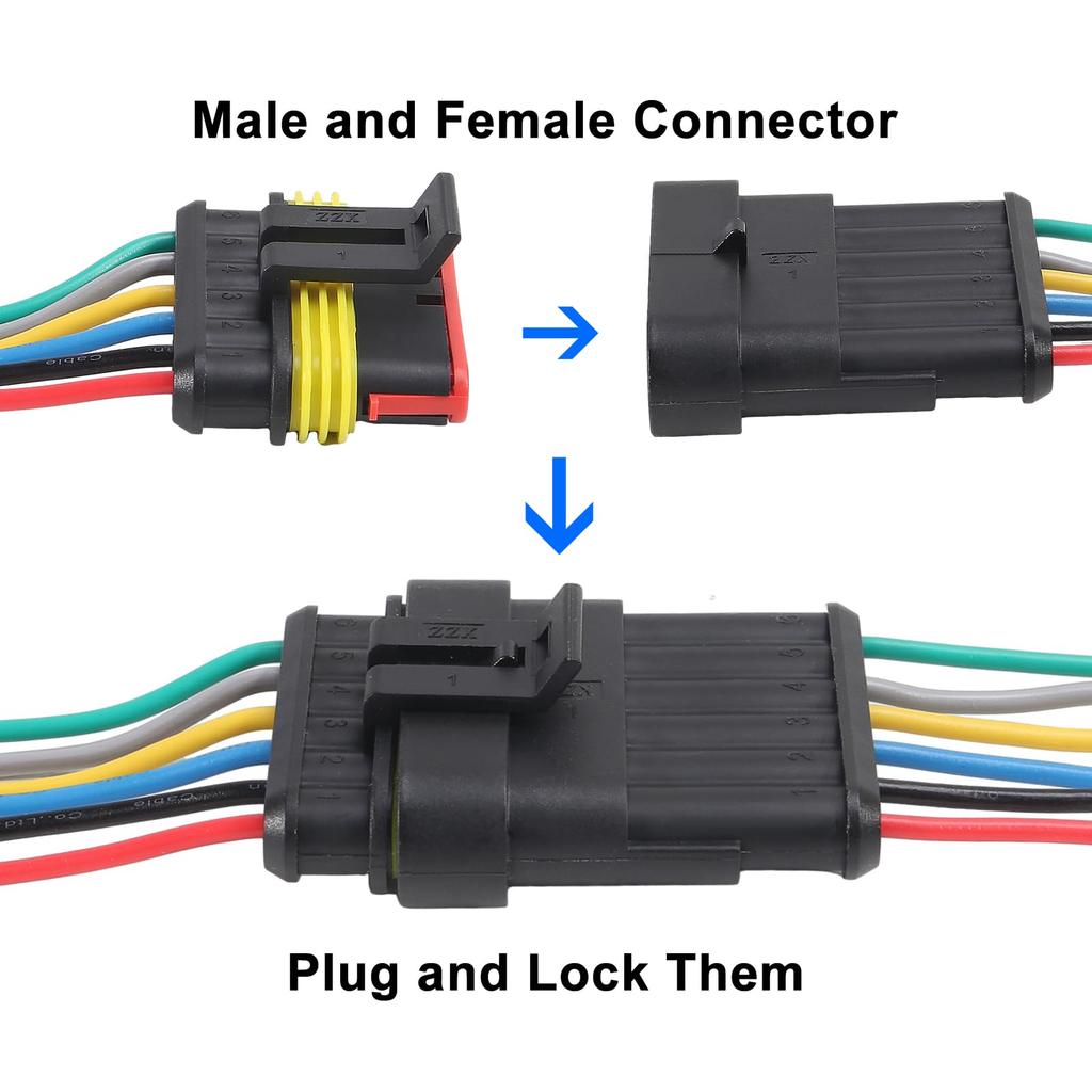 5 пар 6-контактных водонепроницаемых электрических разъемов, 6-контактная вилка, автомобильный электрический соединитель проводов