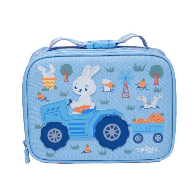 Smiggle Kids Double-Layer Insulated Lunch Bag With Handle - Waterproof Canvas School Meal Carrier Elementary Students