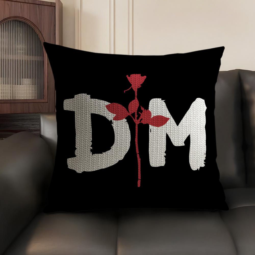Чехол на подушку с логотипом D-Depeche-Mode Натуральный лен Органическая ткань Двусторонняя печать Диван Домашний декор Подарок Наволочка