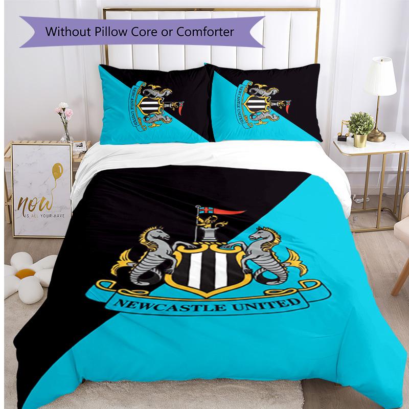 Newcastle United Football Printed 3 Pieces Bedding Set, Comfortable Skin Friendly Bedroom Duvet Cover Set