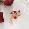 Festive Red Series Fashion Red Fruit Brooch Creative Elegant Flower Pin Clothing Temperament Simple Accessories