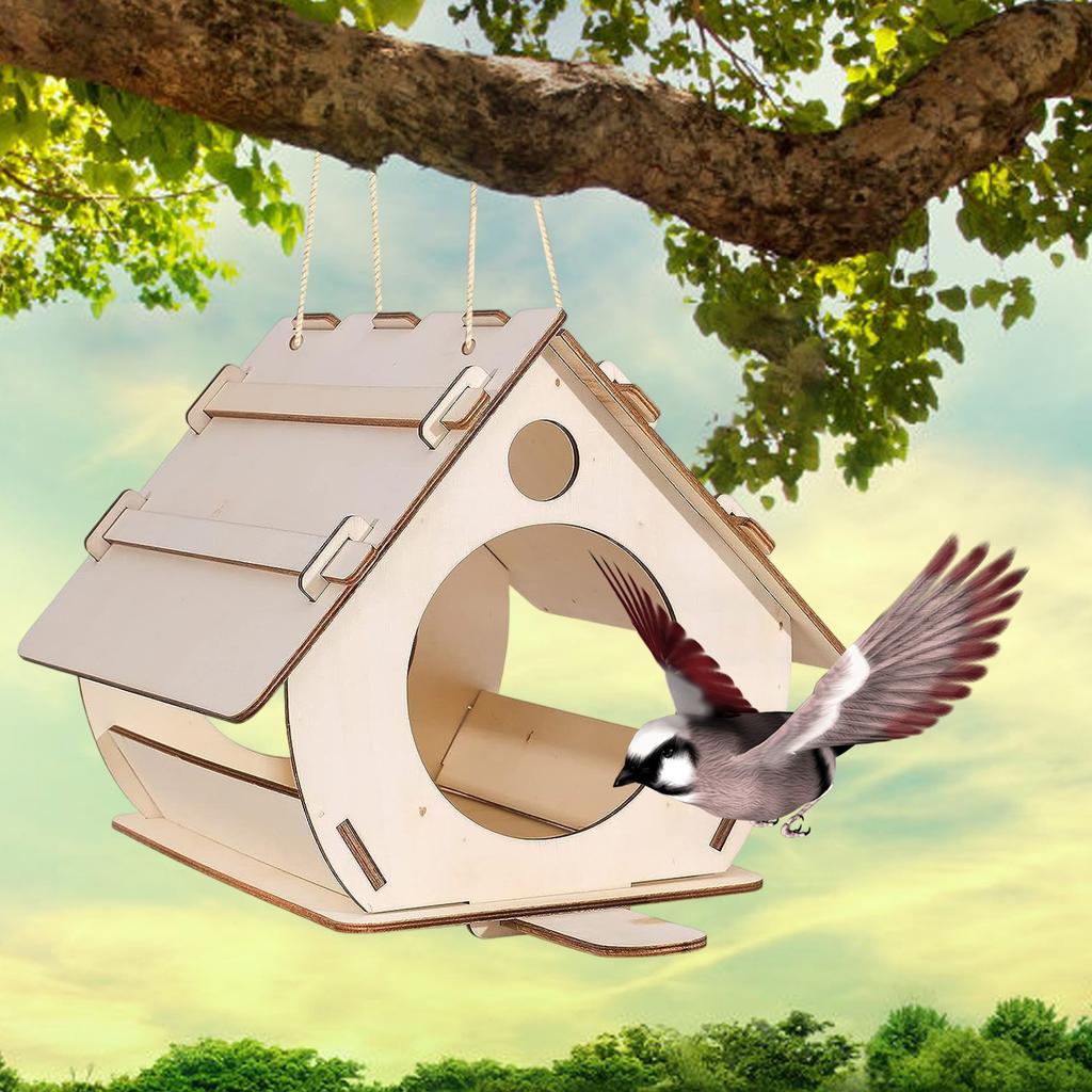 Деревянный домик для птиц, качели, кормушка для птиц, деревянная клетка для птиц (самосборный)