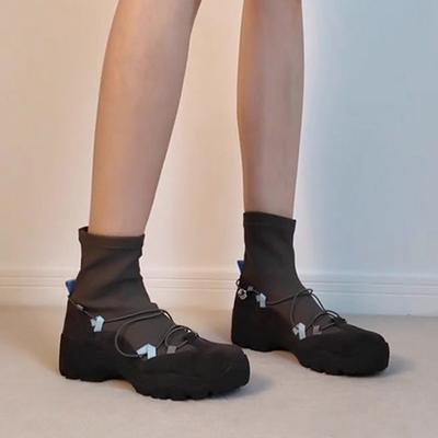 Версия из овчины~ нишевые ретро ботинки на толстой подошве с круглым носком, женская модная спортивная обувь из мягкой кожи, короткие ботинки, ботинки Мартин, ботинки-носки