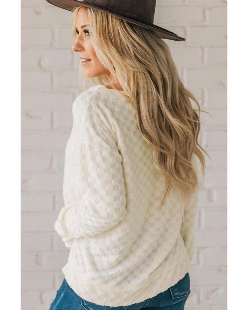 Azura Exchange Beige Solid Textured Thumbhole Sleeve Top