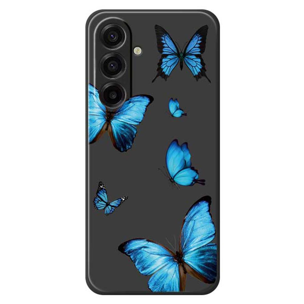 Чехол для Samsung Galaxy A17 5G Синий с рисунком бабочек Прямой край ТПУ Задняя крышка для телефона