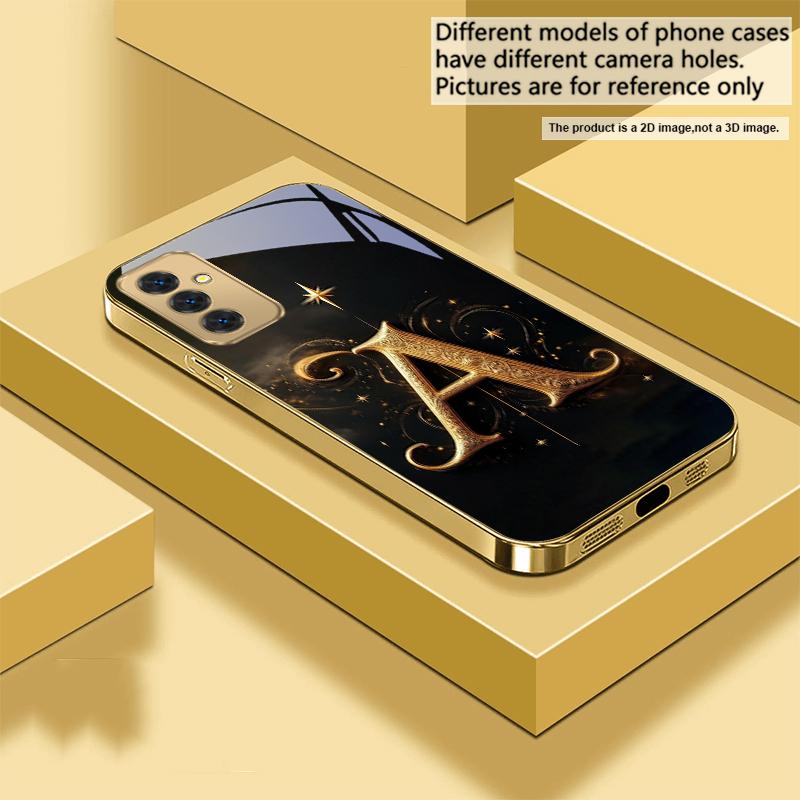 Магические буквы "K S A" Для Samsung A73 A72 A71 A42 A56 A55 A54 A53 A52s A52 A51 A36 A35 A34 A33 A32 A16 Золотой стеклянный чехол для телефона