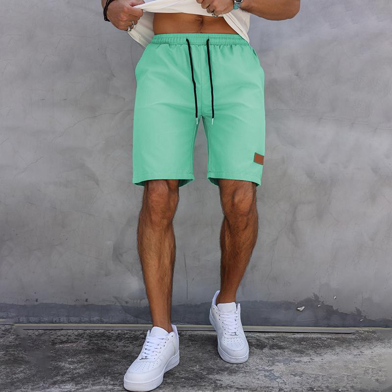 Мужские повседневные летние шорты, брюки-пять четвертей, классические однотонные кожаные шорты с завязками на липучке