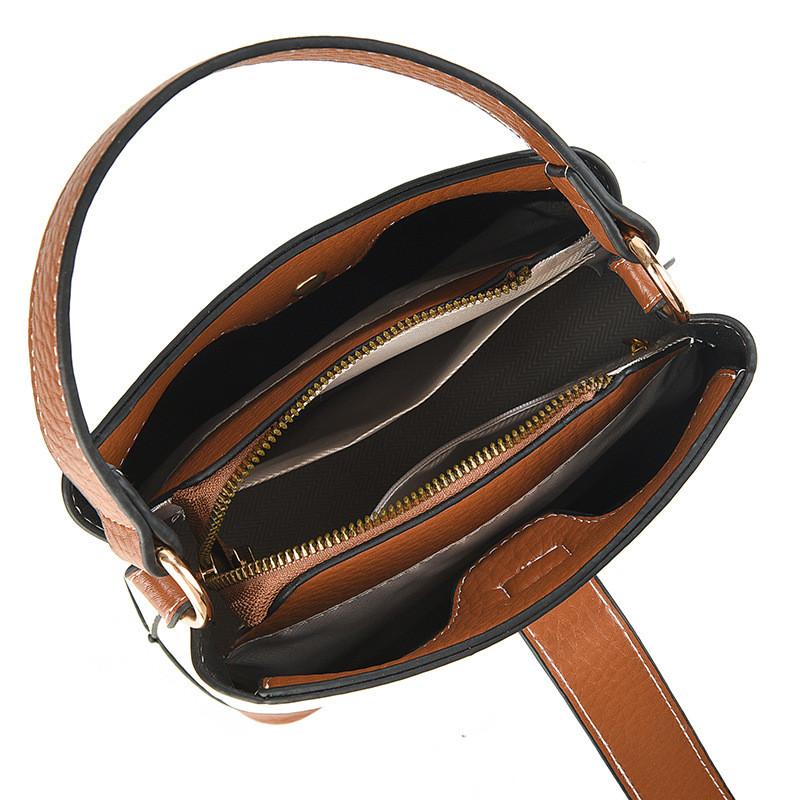 IELGY Ladies Messenger Bag Fashion Contrast Color Portable Bucket Bag
