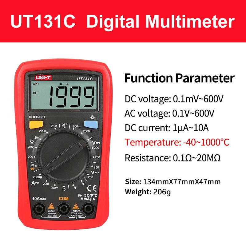 UNI-T Pocket Multimeter UT131 Series Digital Ammeter Voltmeter Resistance Tester Multi Meter Diode test