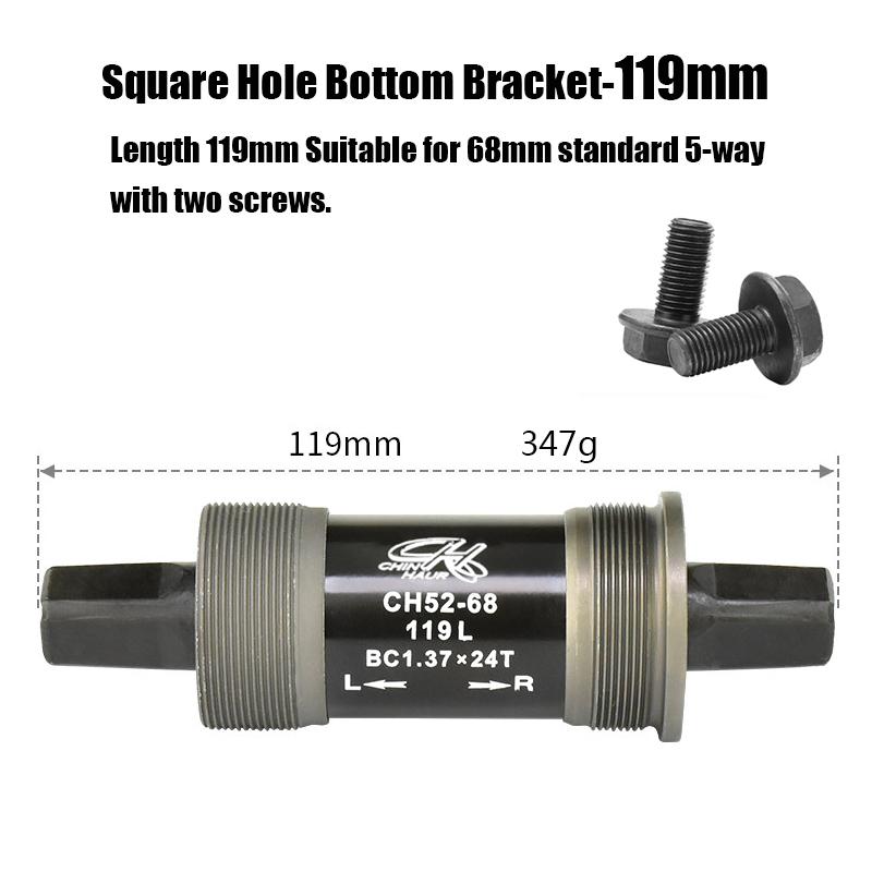 CHIN HAUR Bike Bottom Bracket BB68 Sealed Bearing Bicycle Square Threaded Crank Bottom Bracket 103/107/111/113.5/116/119/122mm