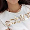 adidas Футболка с коротким рукавом и круглым вырезом с золотым принтом и линейным узором для женщин, белая CV4567
