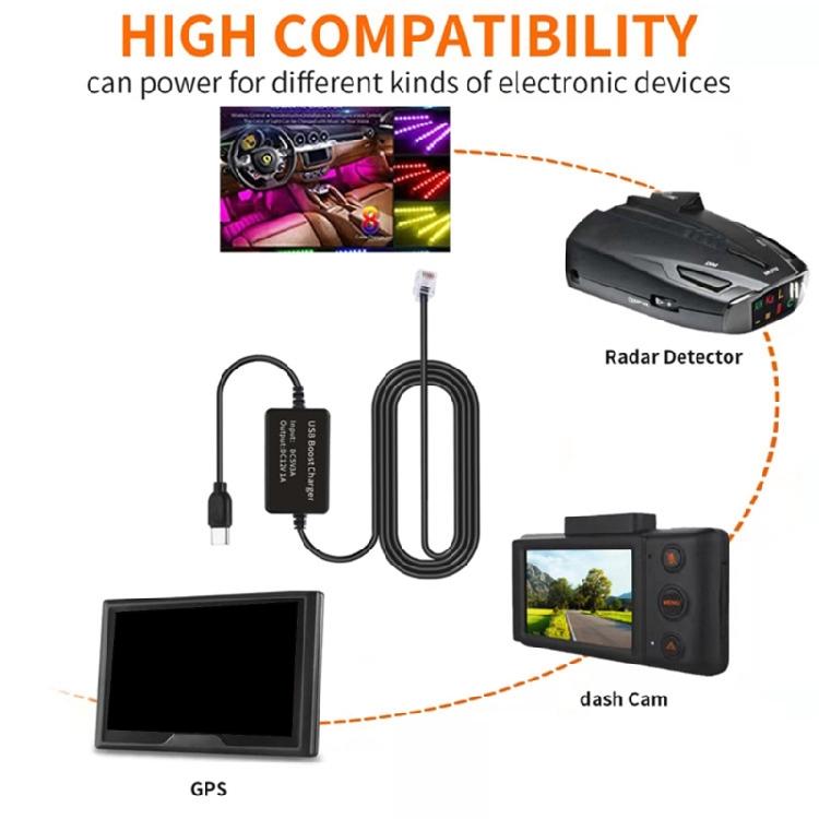 Кабель-усилитель тока USB C на RJ11, 5 В в 12 В, для систем безопасности, длина 155 см
