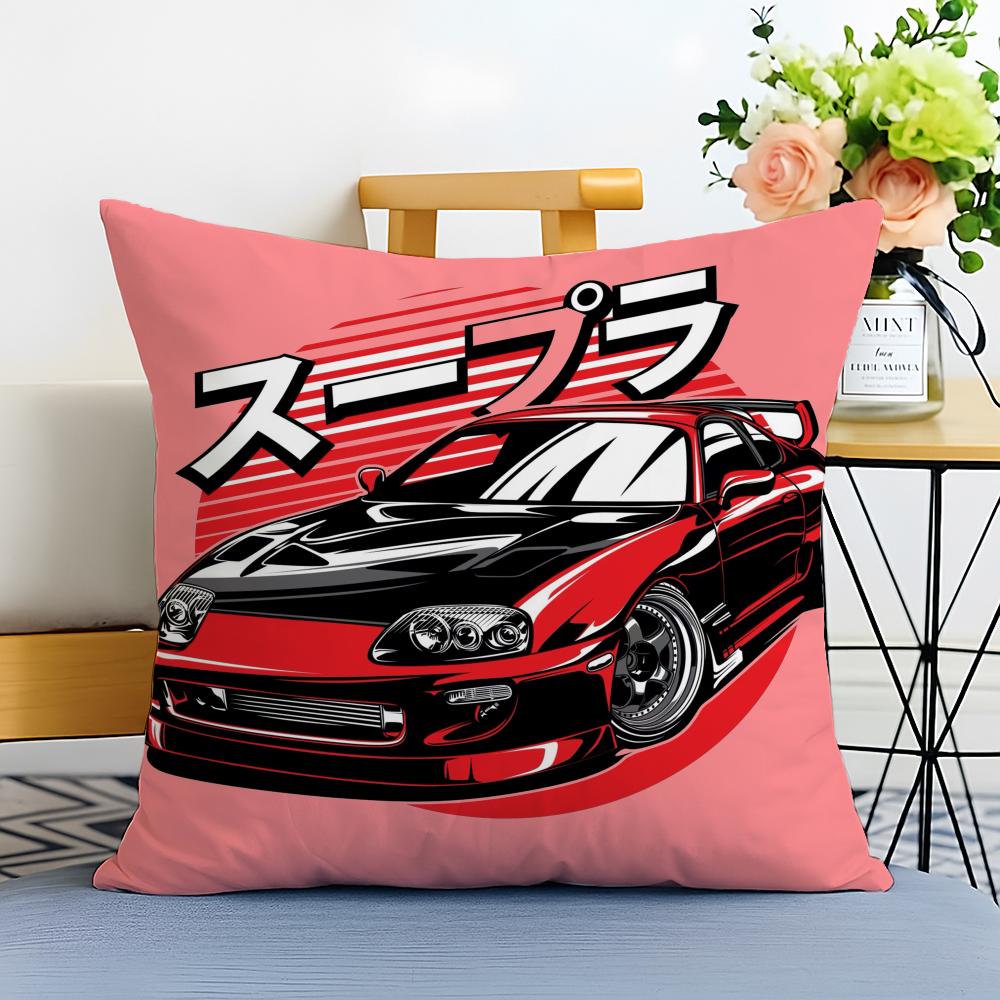 sports car illustration Cushion Cover Washable Linen comfort Soft for Sofa Bed Cozy Home Room Decor