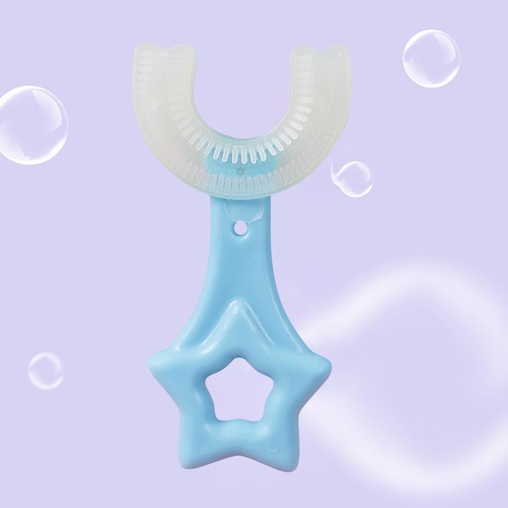 Kids U-Shaped Toothbrush For 6-12 Years, Food Grade Soft Silicone Brush Head, 360° Oral Teeth Cleaning Design For Toddlers And Children