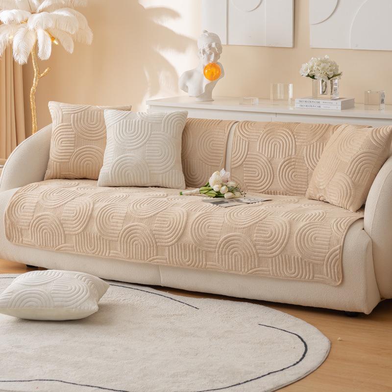 Autumn/Winter Plush Thickened Non-Slip Sofa Cushion - 2022 Quilted Solid Color Cover