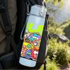 1PC 3 LAND Text Graffiti Collage Print 750ml Color Plastic Sports Water Bottle Leakproof Flip Straw Lid Suitable for Sports Office Home Use