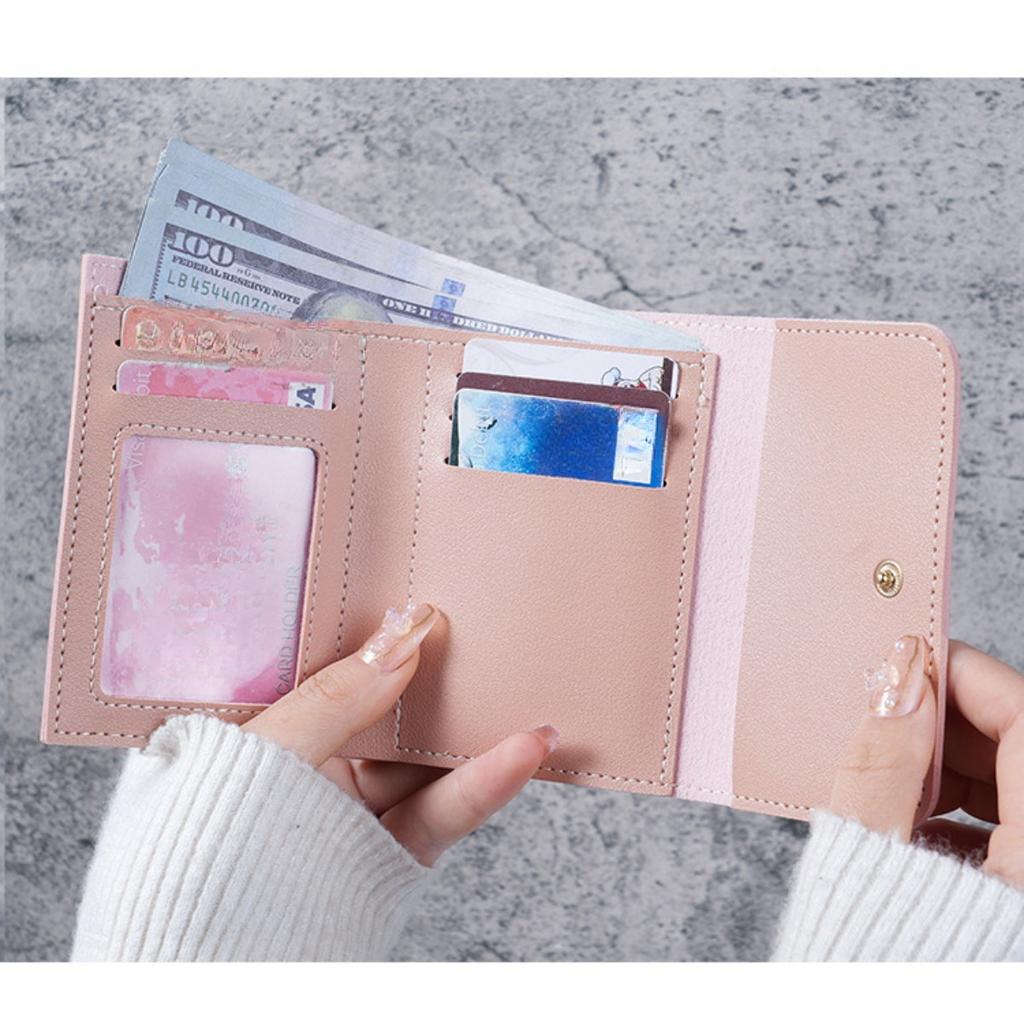 Классический женский кошелек с тремя отделениями - женский повседневный кошелек | Модный и простой кошелек | Подкладка из полиэстера, кошелек с держателем для карт