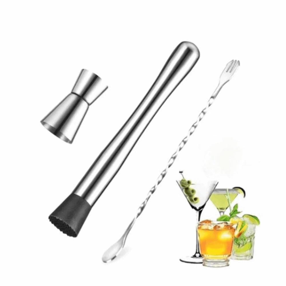 Long Handle Spoon Bar Tool Set Stainless Steel Cocktail Shaker Set Cocktail Muddler Set Home