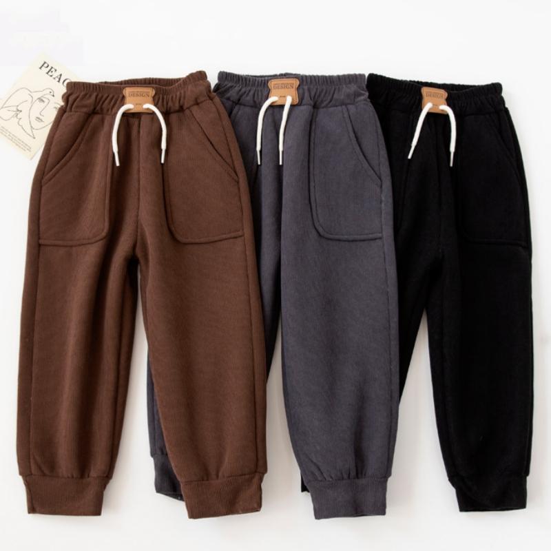 Children's Thicken Pants Autumn Winter Trousers for Kids Thickened Warm Casual Boys Sports Pants Girls Velvet Sweatpants