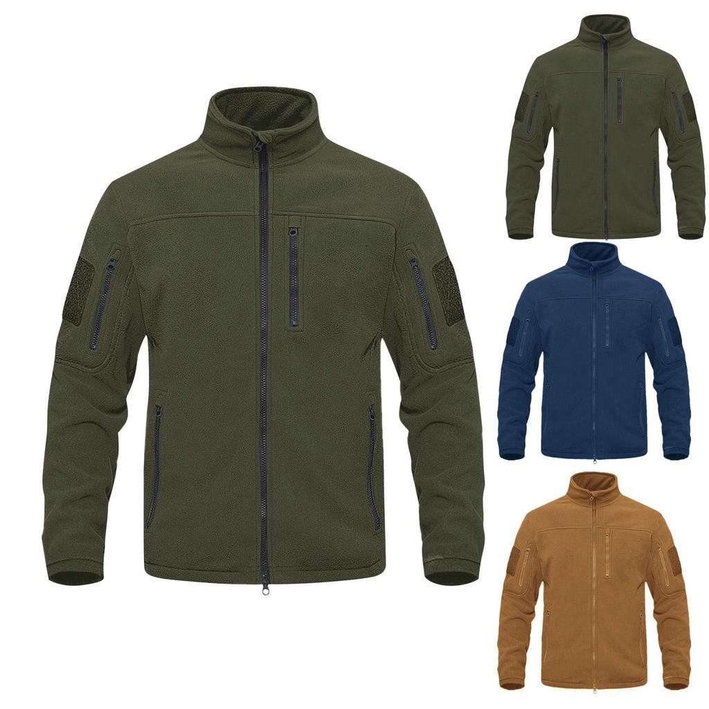 Men's Fashionable Casual Standing Collar Fleece Jacket, Warm Mountaineering Jacket, Fleece Jacket