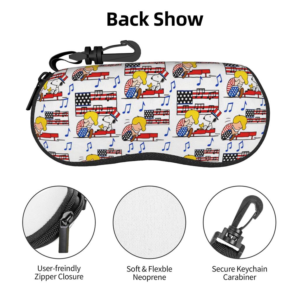 American Flag Snoopy Woodstock Charlie Brown Shell Eyeglasses Protector Cases Cute Sunglass Case Cartoon Glasses Bag