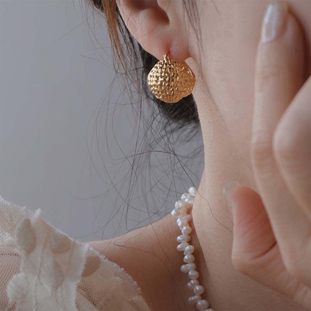 Серьги-корзинки с геометрическим узором, круглые, женские, золотые, серьги в корейском стиле, круглые серьги