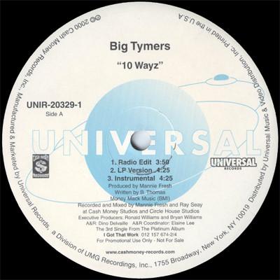 12-дюймовая пластинка BIG TYMERS - 10 Wayz UNIR203291 Universal Recor 2000 US Рэп и хип-хоп/R&B Б/У