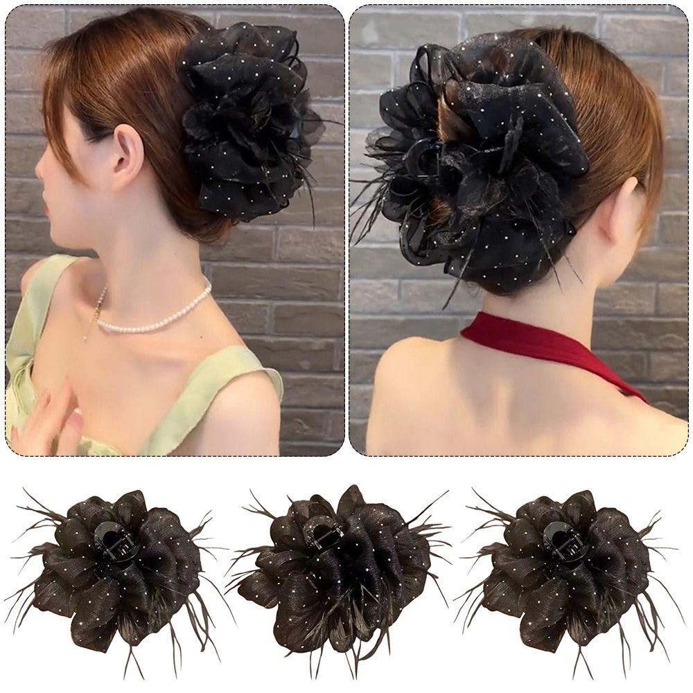 Кисточка Захват Клип Звездное Небо Перо Пузырь Акула Клип Элегантный Головной Убор Женщины