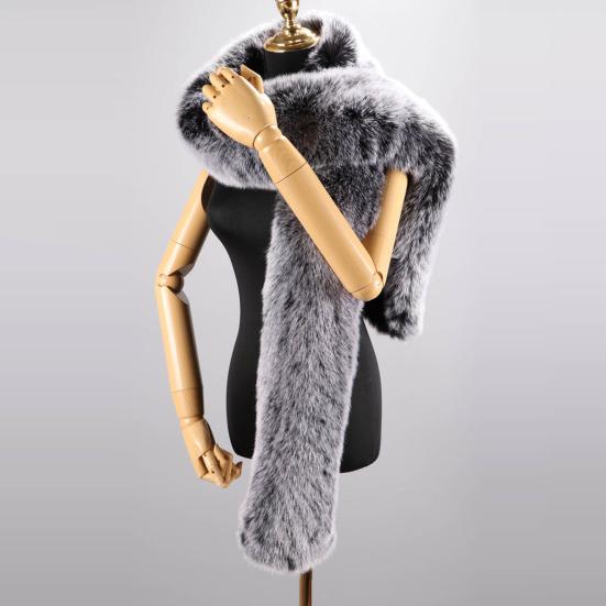 Шарф из искусственного меха, однотонный, утолщенный, теплый, длинный шарф, ветрозащитный, устойчивый к холоду