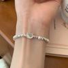 S925 Silver Cat Natural Freshwater Pearl Bracelet Female Special Interest Light Luxury Cute Cat Broken Silver Hand Jewelry