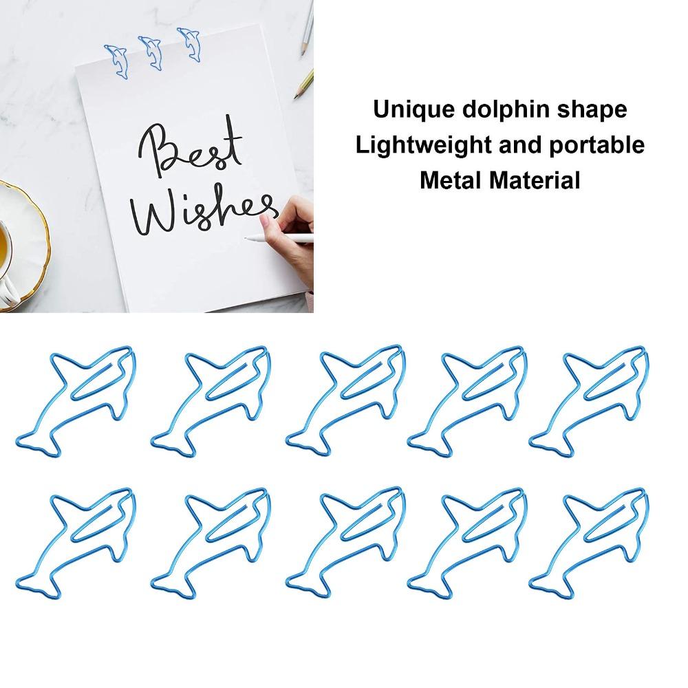 100Pcs Dolphin Shape Metal Paperclips Blue Cute Paper Clips Paper Clips Document Organization