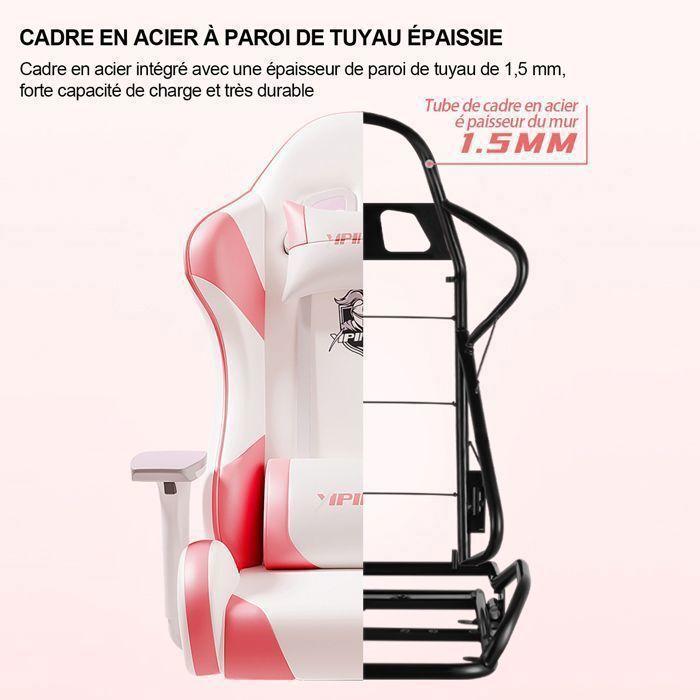 Chaise Gaming - FOXSPORT - Fauteuil Gaming-avec repose-pieds-accoudoirs3d-Chevalier De La Rose- Charge 200 Kg-rose