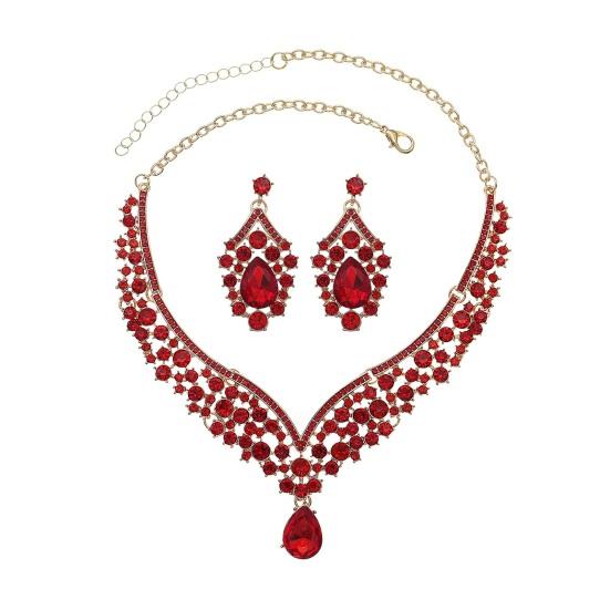 1 Set Necklace Earrings Set Rhinestone Necklace Earrings Prom Wedding Party Bride Symmetric Dangle Earrings Formal Occasions Neck Jewelry Set