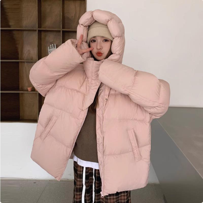 Женский зимний пуховик новый короткий с капюшоном куртка-хлеб утиный пух модная универсальная теплая куртка