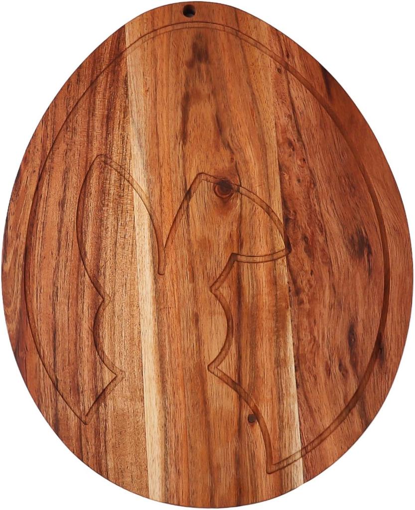Egg Shaped Wood Serving Board, Wood Cutting Board for Kitchen with Groove, Wooden Charcuterie Boards, Egg Bunny Serving Platter for Cheese and Food