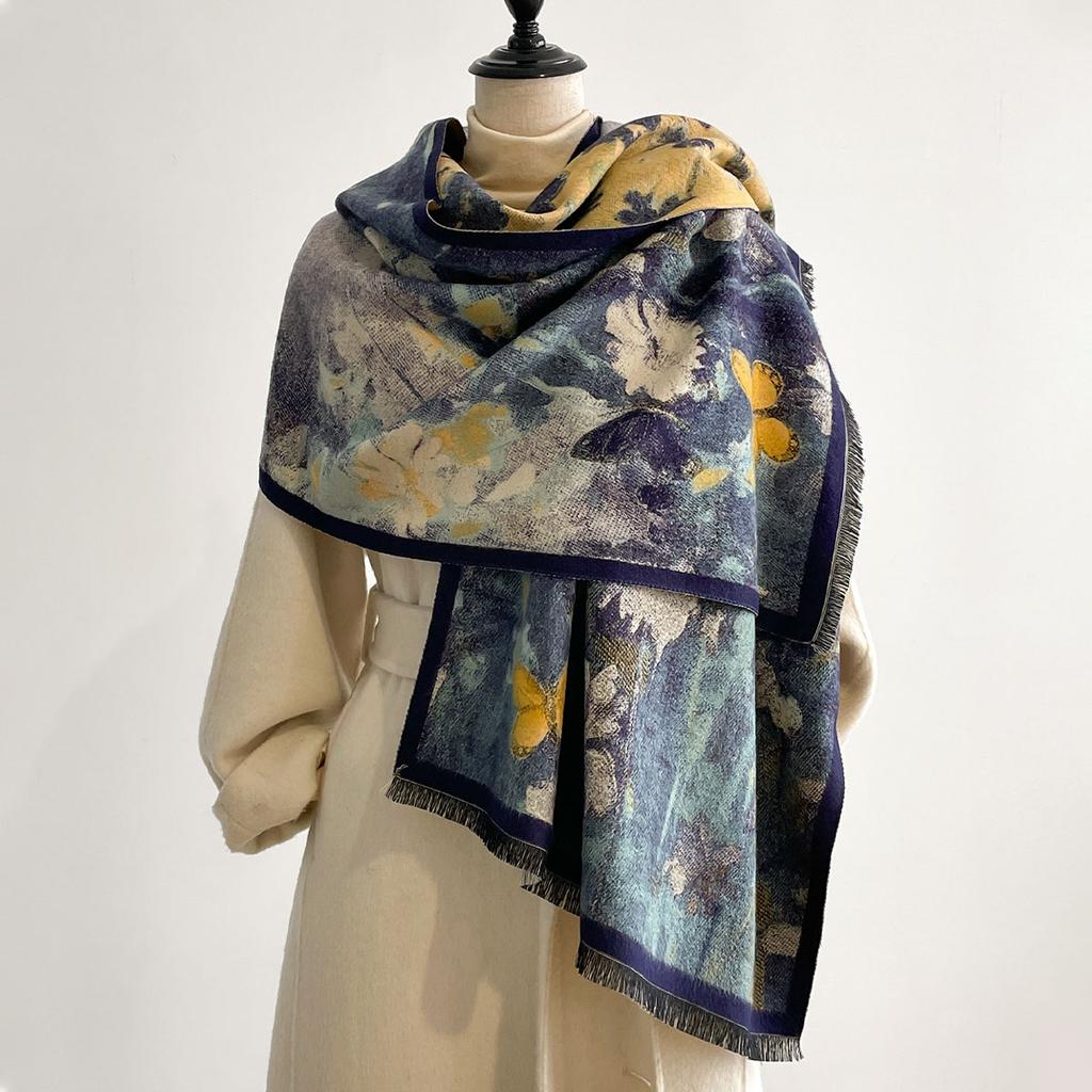 Ladies Latest Style Winter Two-Sided Jacquard Imitation Cashmere Scarves Top Quality Thick Wrap Shawl Womens Faux Cashmere Scarf